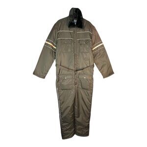 Vintage 90s Sears Reflective Quilted Snowsuit Coveralls 44 Tall Work Leisure
